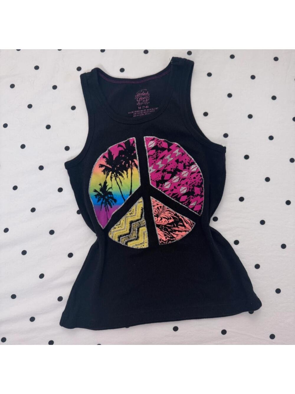 2000s peace‎ sign ribbed tank